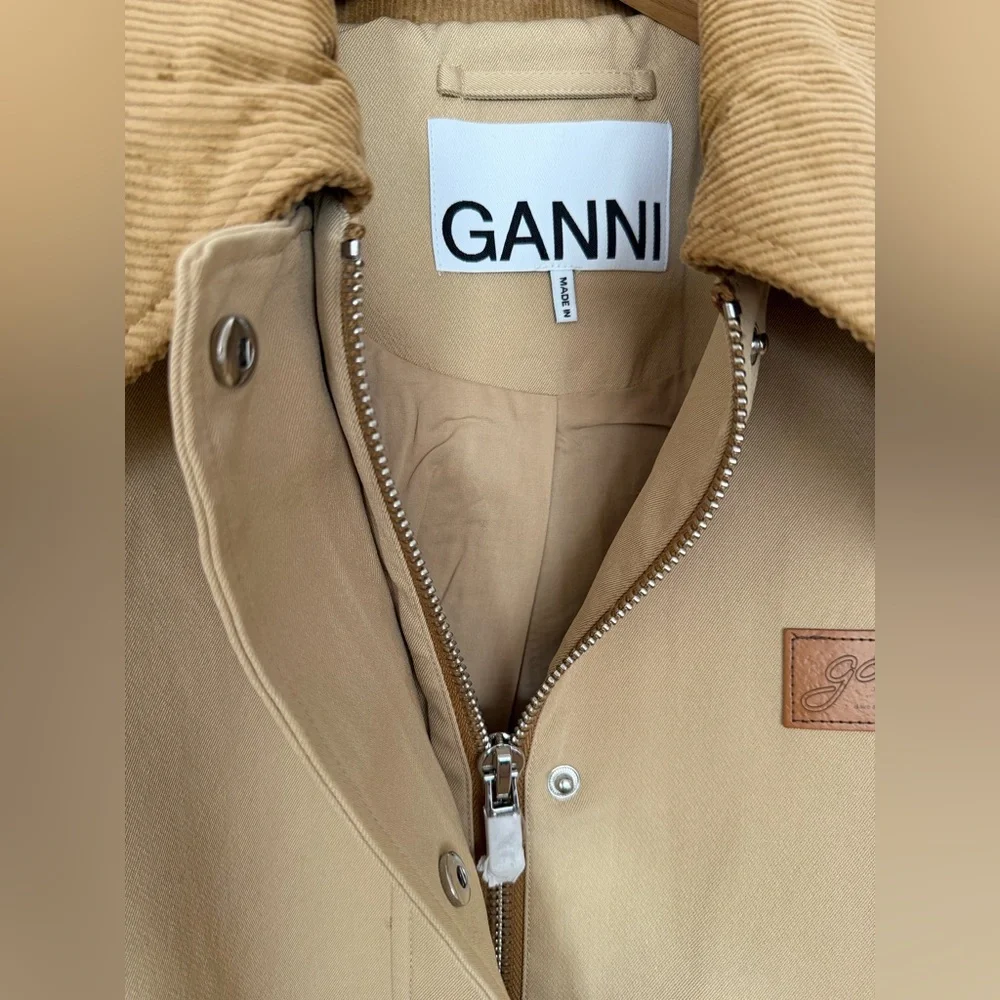 GANNI Camel Twill Midi Jacket - Picture 4 of 12
